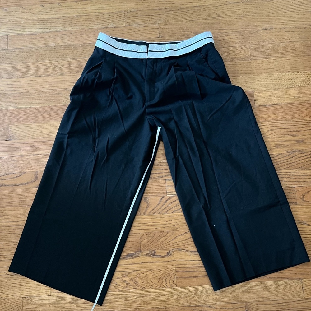 Stradivarius Black Crop Pants with white Waistband